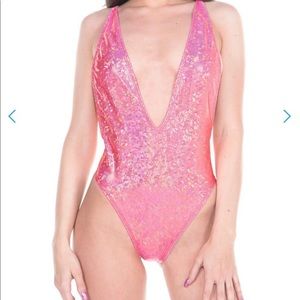 Iheartraves.com Pink Bodysuit